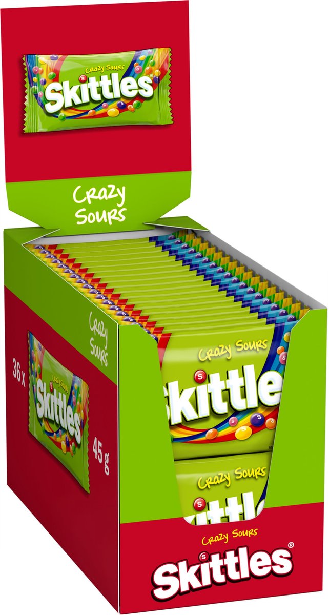 Skittles crazy sours zakje (36x 45gr)