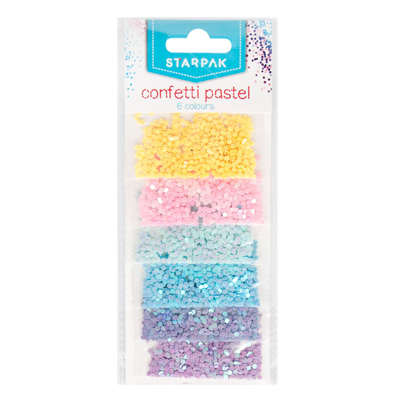 Glitter confetti pastel 2g, 6 kleuren