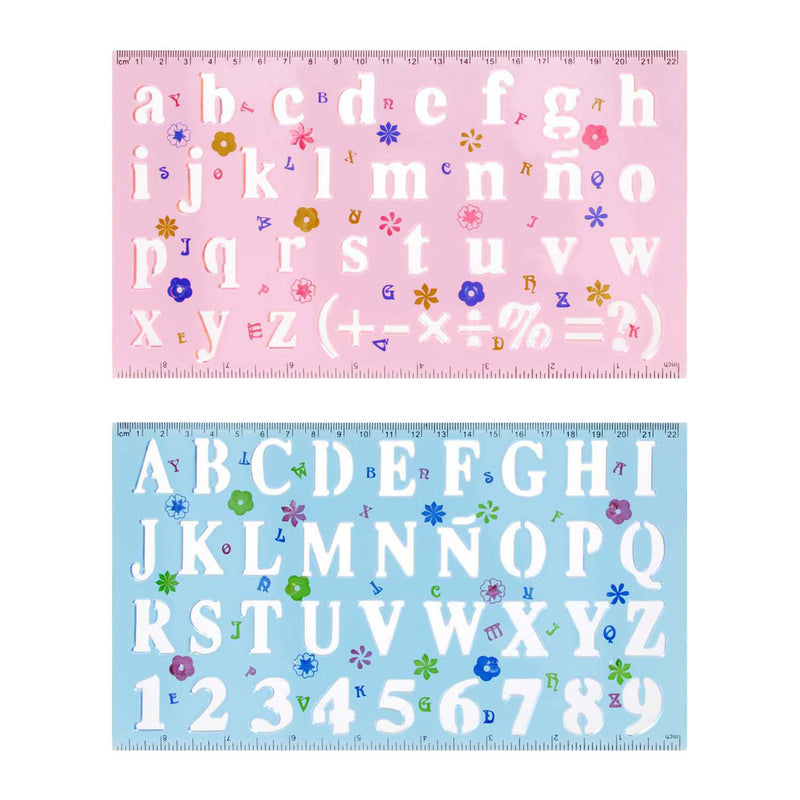 Plastic tekensjabloon cijfers letters