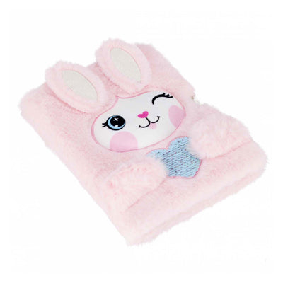 Imp pluche dagboek konijn hartje met slot, a5