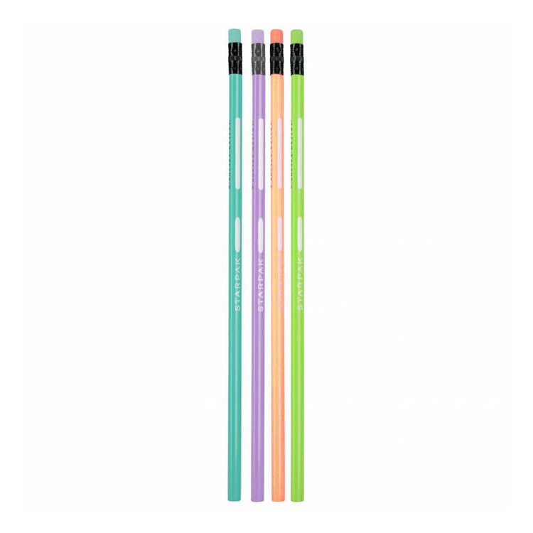 Hb driehoekige potlood met gum pastel, 4st.