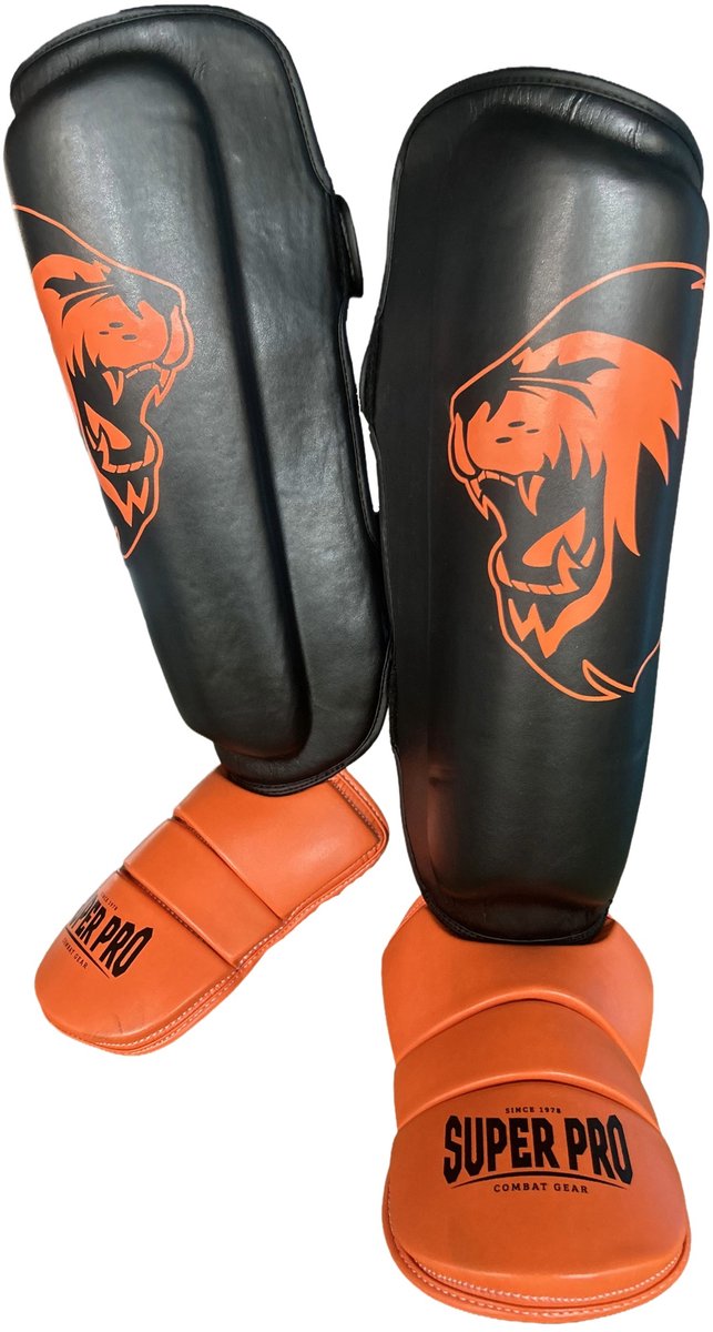 Super pro combat gear scheenbeschermer nations holland kids pu zwart - oranje xxs