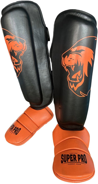 Super pro combat gear scheenbeschermer nations holland pu zwart - oranje s