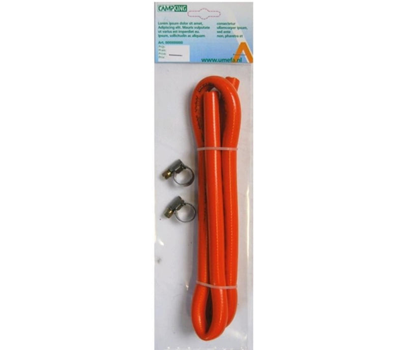 Campking umefa gasslang 100cm.+ 2 klemmen