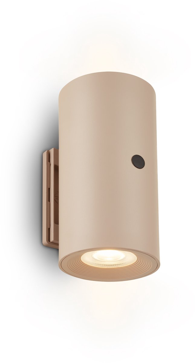 B.k.licht briloner isy – oplaadbare wandlamp binnen – zonder stroomaansluiting boren – dimbaar met touch – warm wit licht – beige – ø6 x 12cm