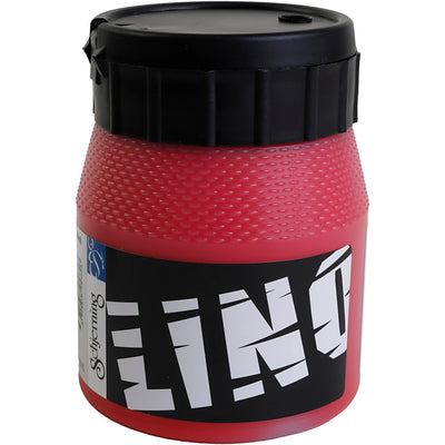 Creativ company linoleum verf, rood, 250 ml 1 doosje