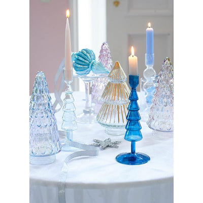 Decoris beeld kerstboom glas iriserend 23cm