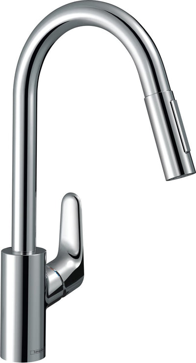 Hansgrohe focus m41 - keukenmengkraan - ééngreeps bediening - 240mm - uittrekbare vuistdouche - chroom - 2 straalsoorten