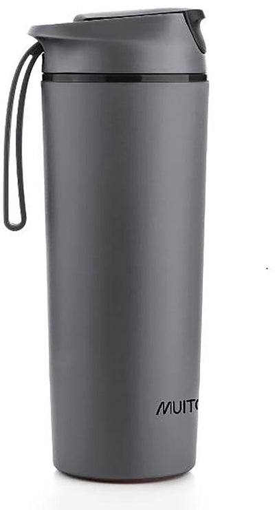 Muitomas never fall down waterfles - anti-val zuignapsysteem - antislipgreep - thermische constructie - 450ml - zwart
