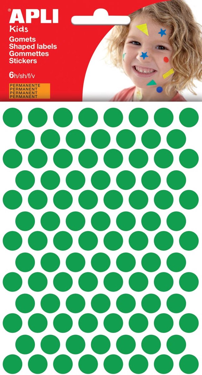 Apli kids stickers | cirkel diameter 10 | 5 mm | blister met 528 stuks | groen