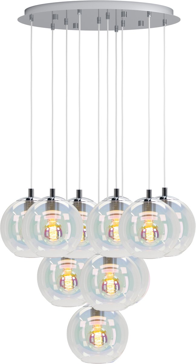 Eglo ariscani 2 hanglamp - e27 - ø 65.5 cm - chroom gekleurd glas