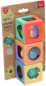 Playgo stapelblokken met rammelaar - 3dlg. - afbeelding 1