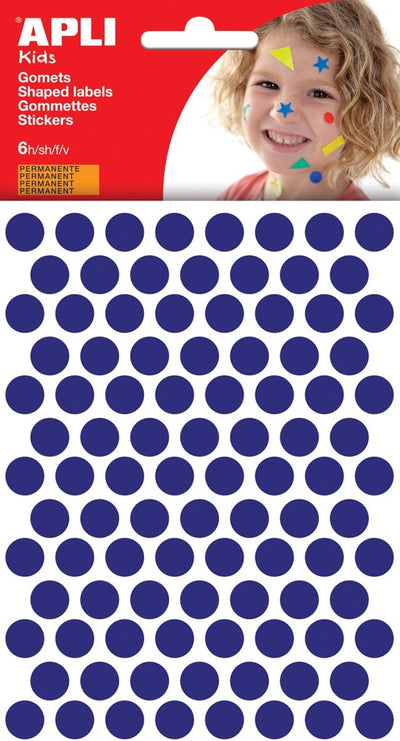 Apli kids stickers | cirkel diameter 10 | 5 mm | blister met 528 stuks | blauw