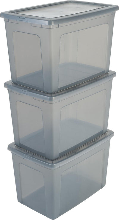 Iris clearbox opbergbox - 70l - kunststof - grijs - set van 3