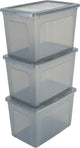 Iris clearbox opbergbox - 70l - kunststof - grijs - set van 3