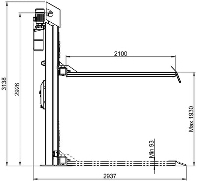 Ath-heinl hefbrug enkel heffen 12pl . lift w. wheel forks ath-single lift 12pl