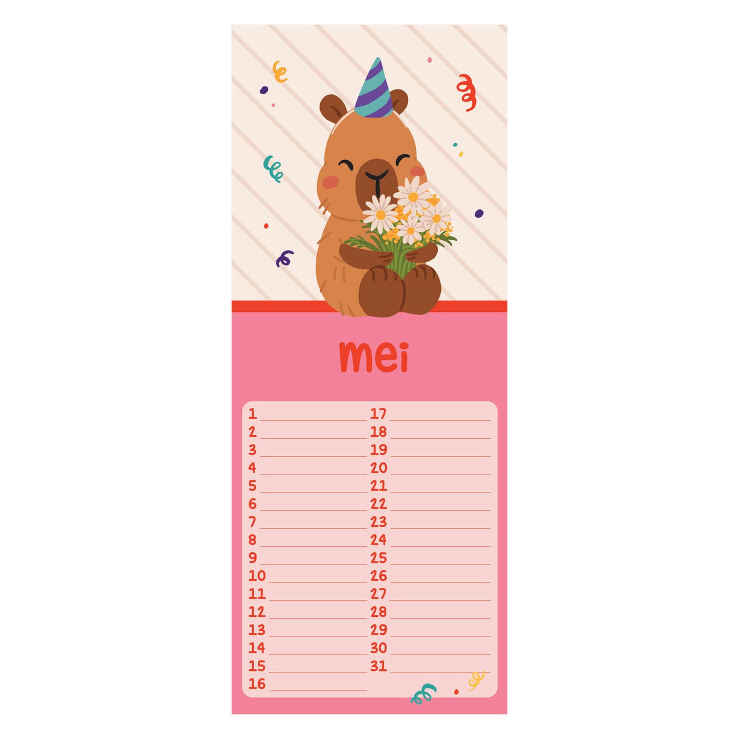 Verjaardagskalender - capybara alle