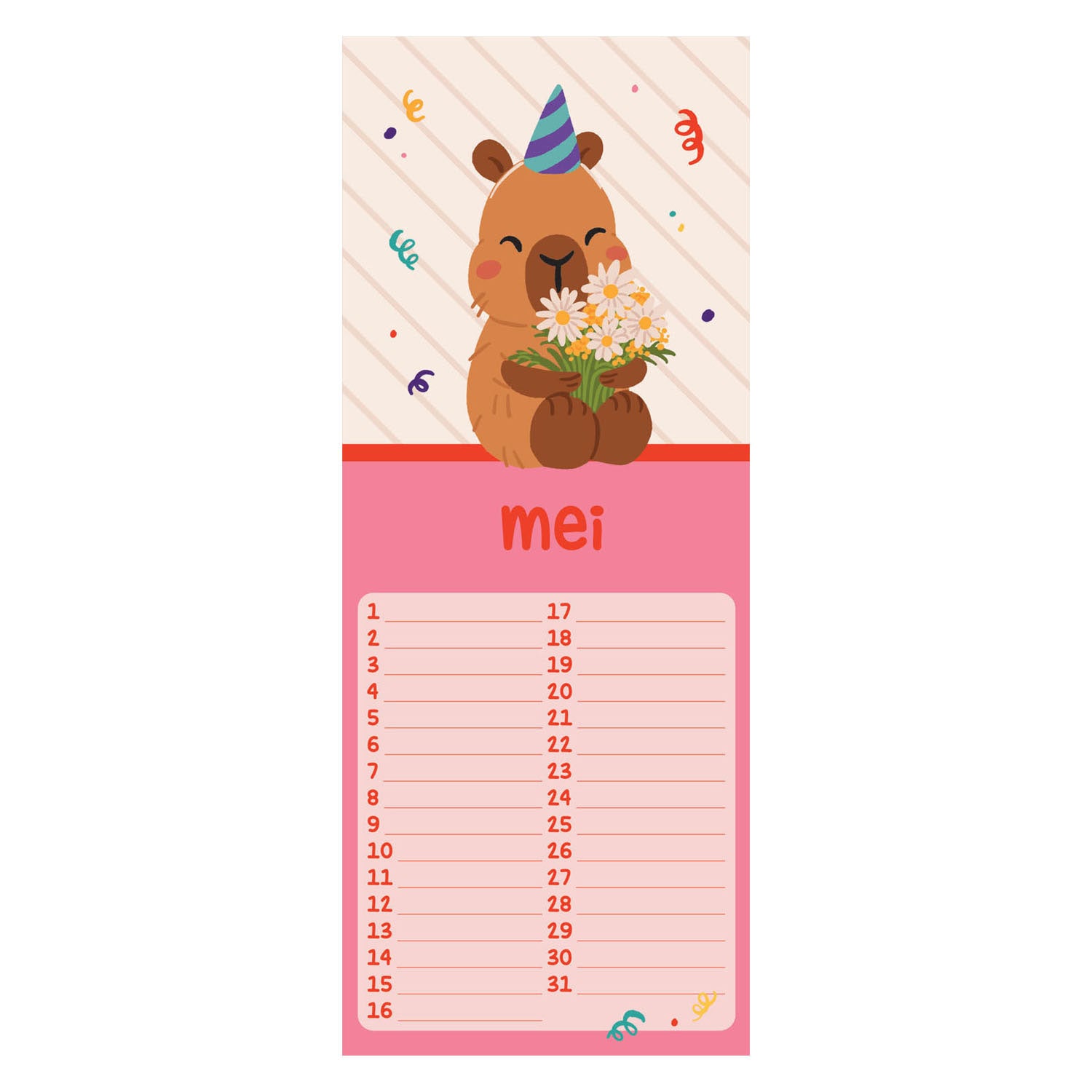 Verjaardagskalender - capybara alle
