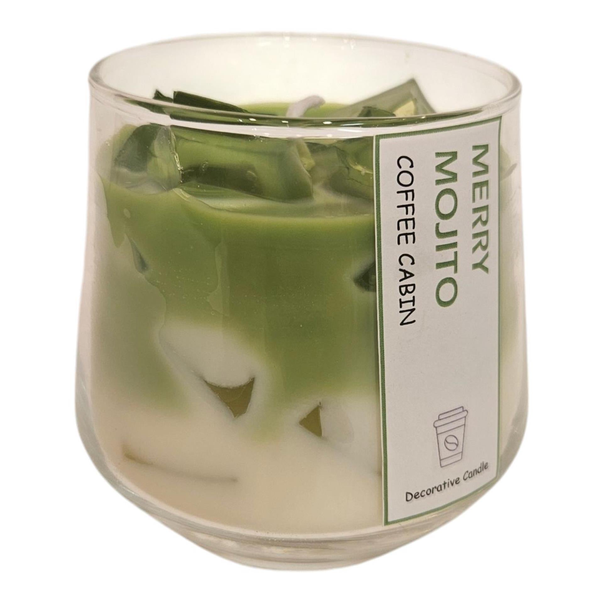 Mansion atmosphere geurkaars in glas merry mojito wit groen 8,4x11,5cm