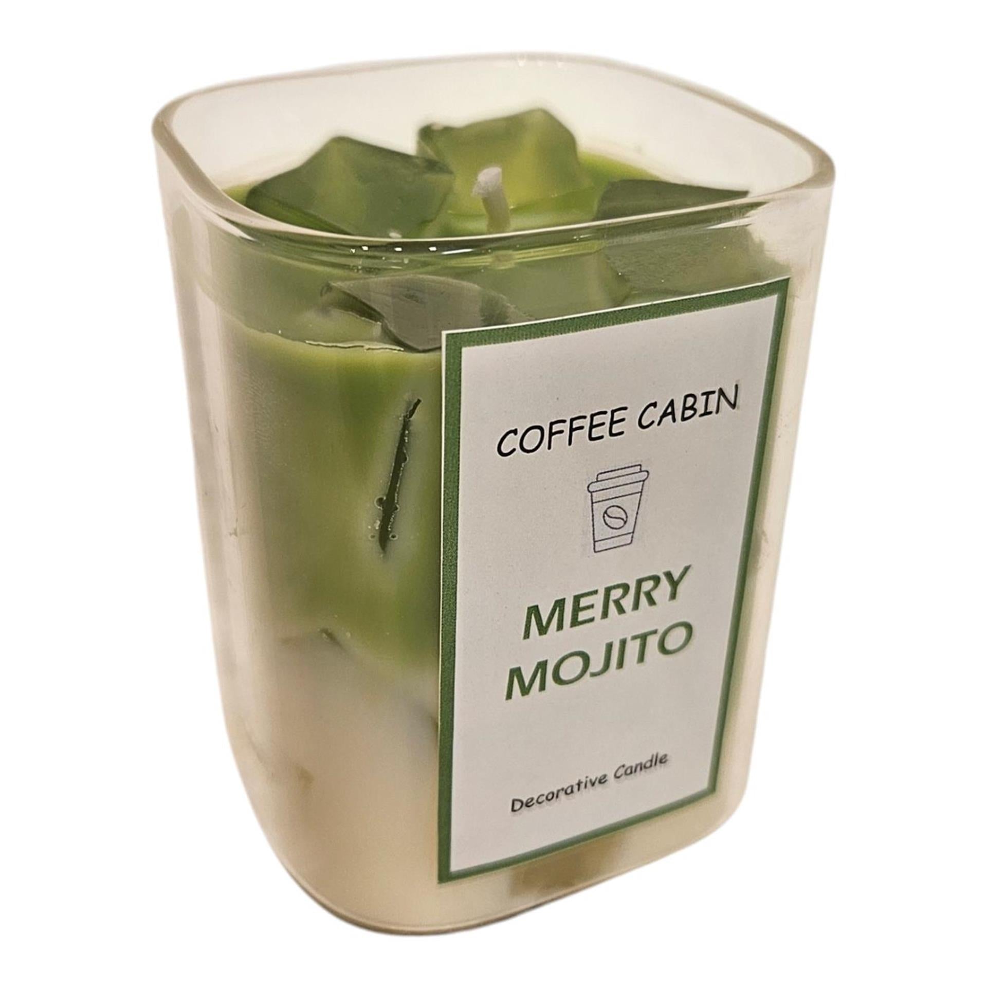 Mansion atmosphere geurkaars in glas merry mojito wit groen 6x8cm