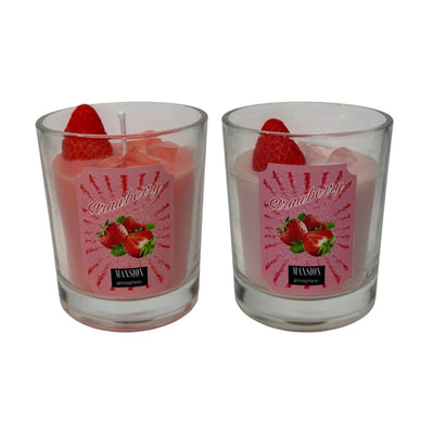 Mansion atmosphere geurkaars in cocktailglas aardbei ø8xh9,2cm