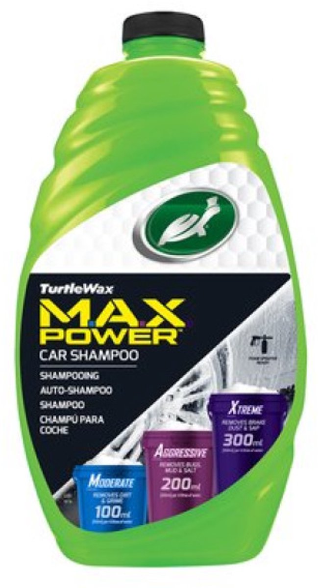 Turtle wax max-power car wash - 3 niveaus van reinigingskracht - met krachtige reinigingsboosters - voor verwijderen van insectenspatten, zwaar vuil remstof - super schuimend - 1,42 liter