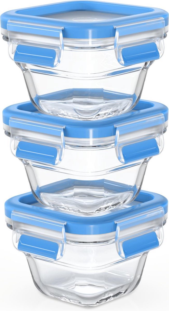 Tefal masterseal glass - babyset - 3x180ml - vierkant - glas - bpa-vrij