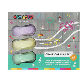 Creafun stoepkrijt auto's wegenset 3 stuks outdoor | 6 stuks
