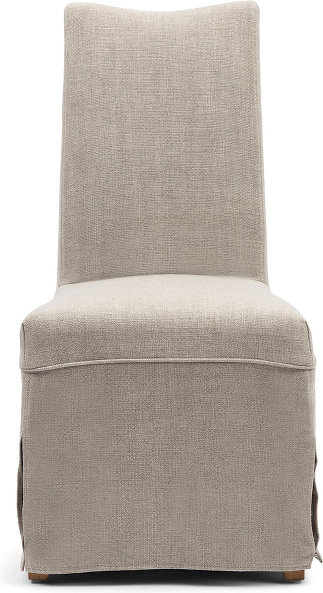 Riviera maison eetkamerstoel zonder armleuning - monti dc loose cover - katoen, viscose, linnen, rubberhout - beige