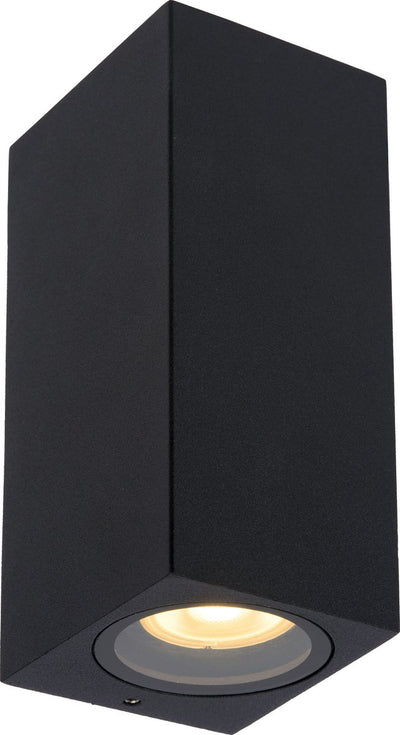 Lucide zaro - wandspot wandlamp binnen buiten - 2xgu10 - ip65 - zwart