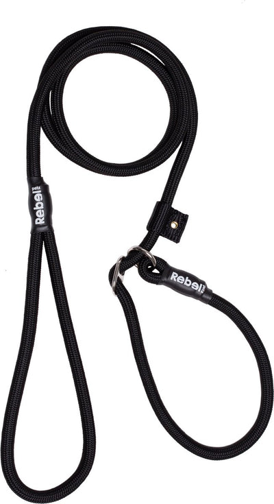 Rebel petz hondenriem - trainingslijn - zwart - s - 8mm x 140cm