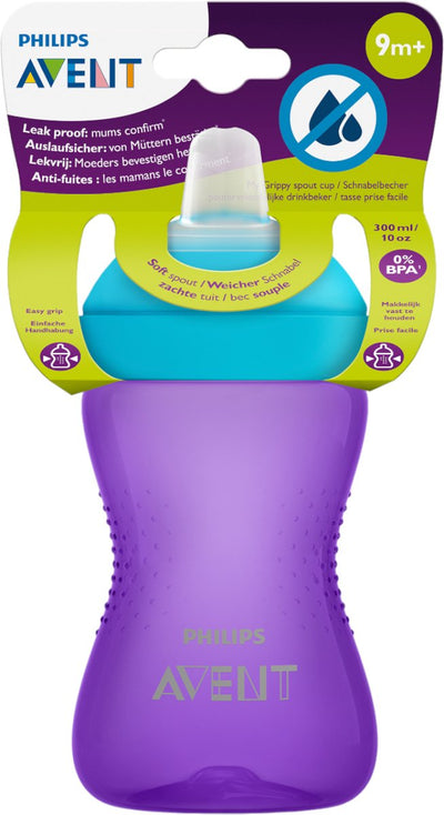 Philips avent zachte bijtbestendige tuitbeker - 9+ maanden - 300ml - paars -scf802 02