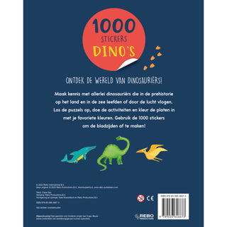 Boek stickerboek 1000 stickers dino's | 2 stuks