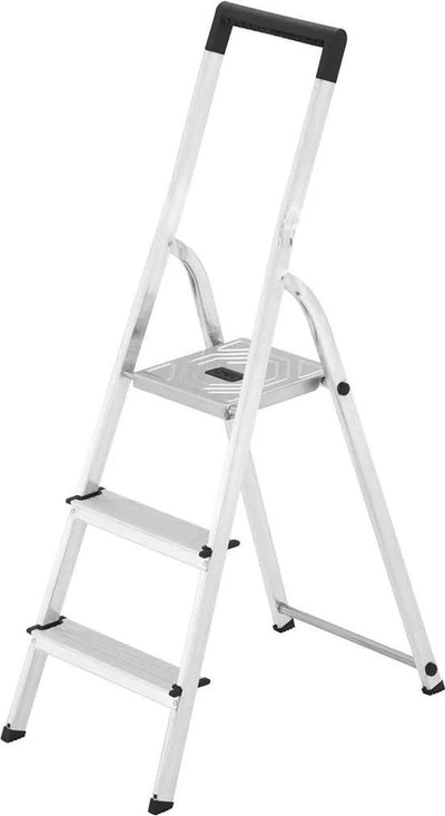 Hailo l40 huishoud trap 3-treeds aluminium (2 treden+bordes)