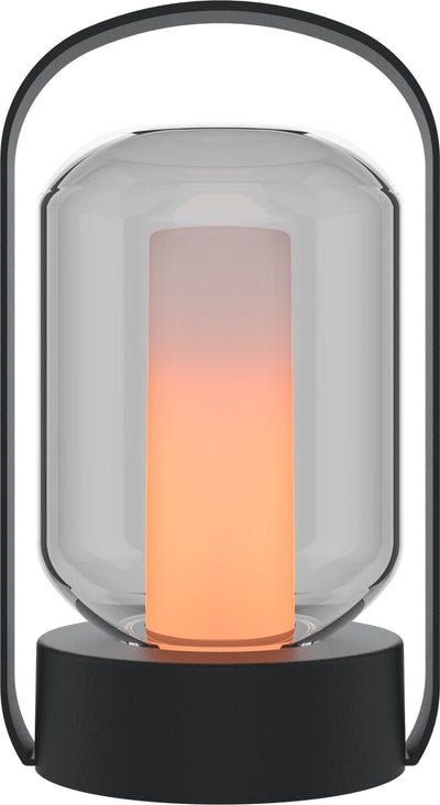 Calex oplaadbare tafellamp como - draadloos - vuureffect - warm wit licht - accu - touch - waterdicht - decoratie voor tuin, woonkamer, slaapkamer - sfeerverlichting - zwart
