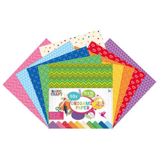 Craft sensations origami papier | 15 x 15 cm | 50 vellen | 5 verschillende designs | vouwblaadjes | met printjes op papier | knutselpapier voor kinderen
