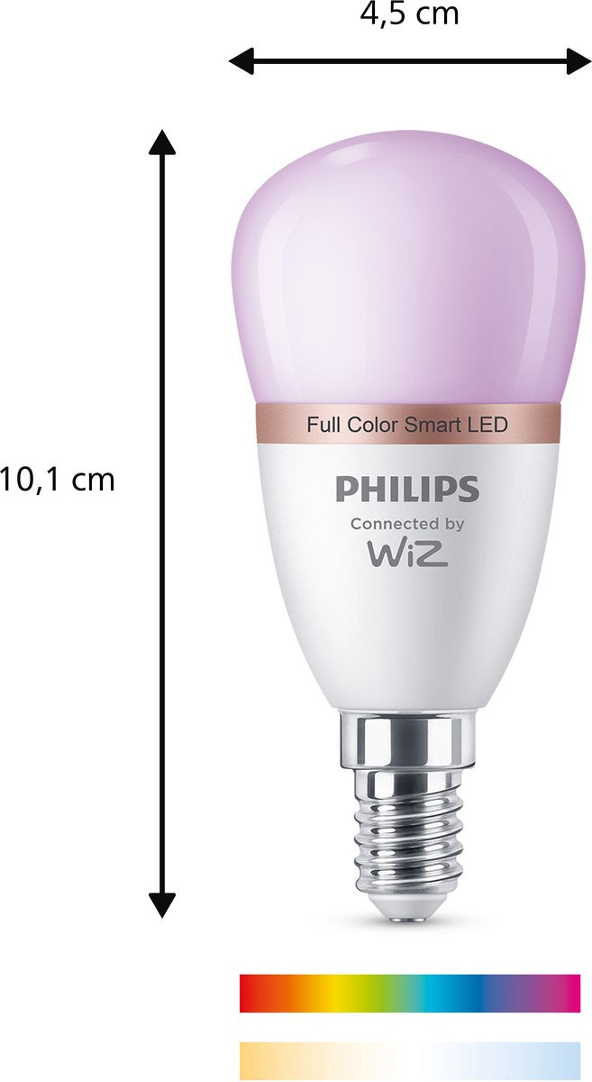 Philips lighting philips smart lighting - kogellamp - slimme led-verlichting - gekleurd en wit licht - e14 - 40w - mat - wi-fi