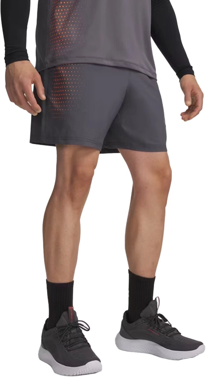 Under armour ua tech play short-gry heren sportbroek - castlerock outrageous oranje outrageous oranje