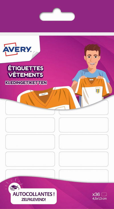 Merkloos sans marque etiket voor textiel avery 36 stuks - wit. family