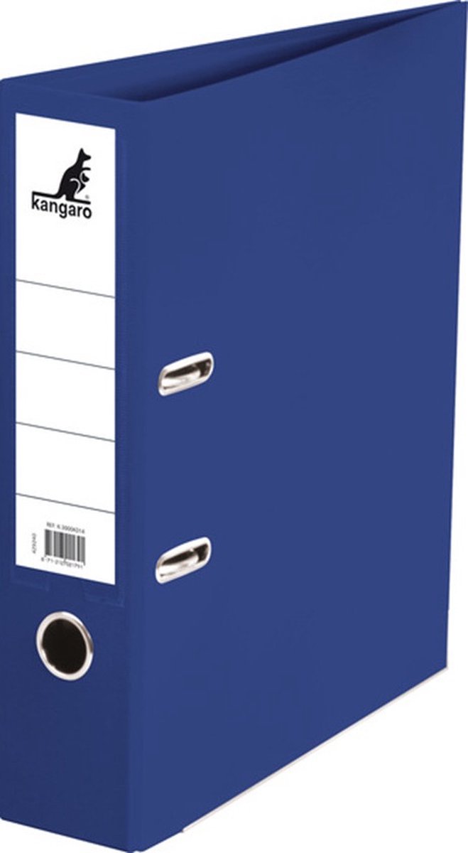 Kangaro ordner - a4 - 2-rings - blauw - rugbreedte 75mm - k-3000k134