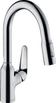 Hansgrohe focus m42 - keukenmengkraan - ééngreeps bediening - 180mm - uittrekbare vuistdouche - chroom