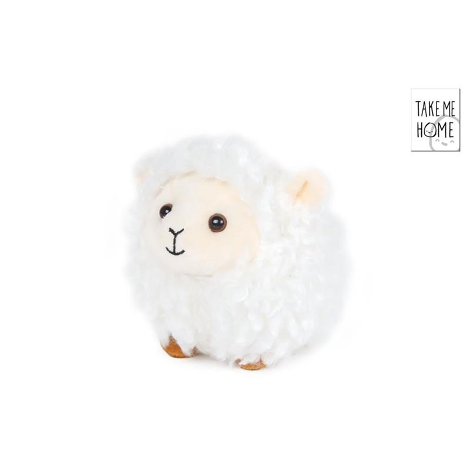 Take me home schaap wit pluche liggend 12cm