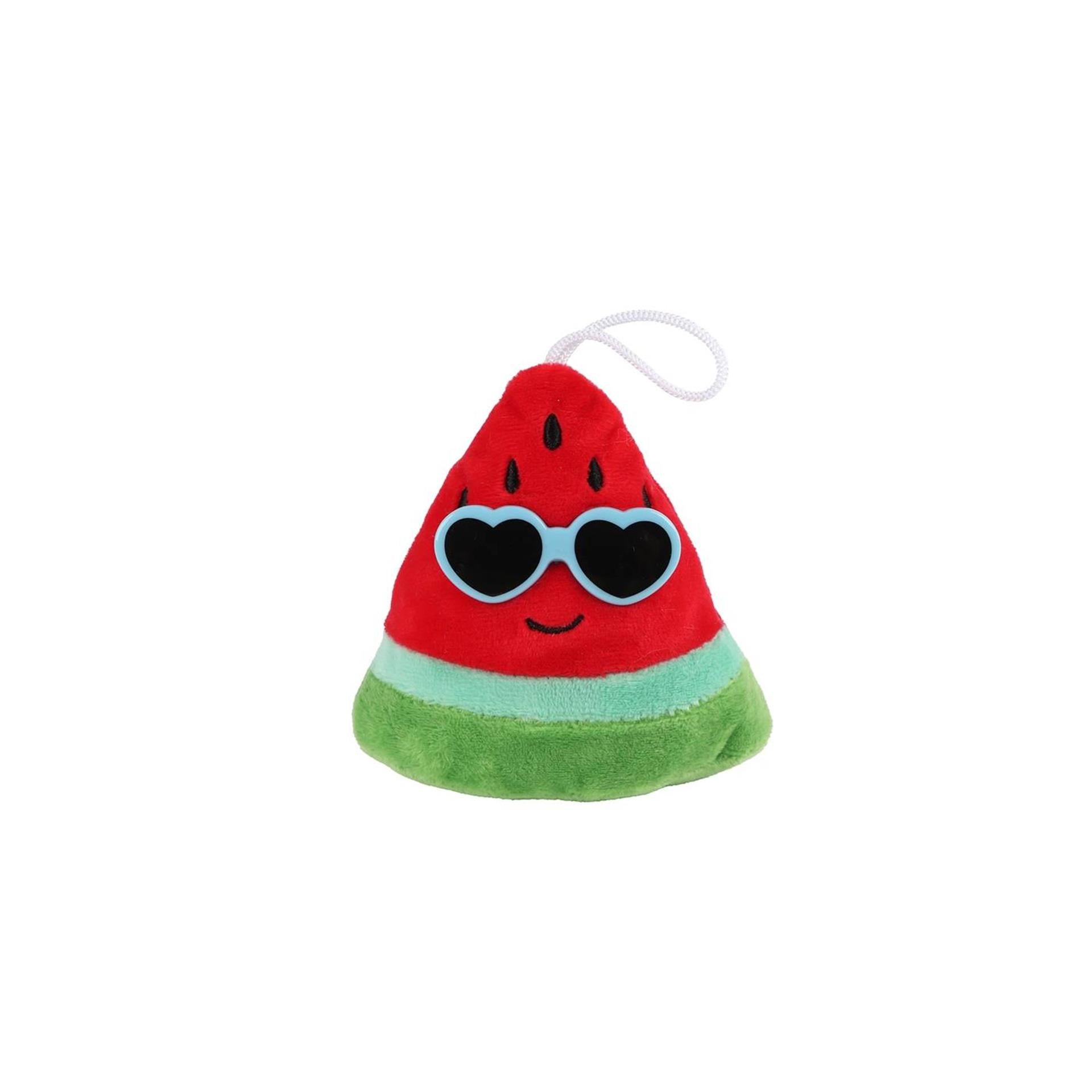 Fluffy menu fruit pluche + zonnebril 6cm