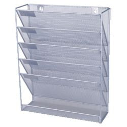 Wandfolderhouder office depot 105x405x325mm zilver 5 vakken
