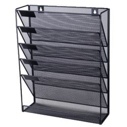 Wandfolderhouder office depot 105x405x325mm zwart 5 vakken