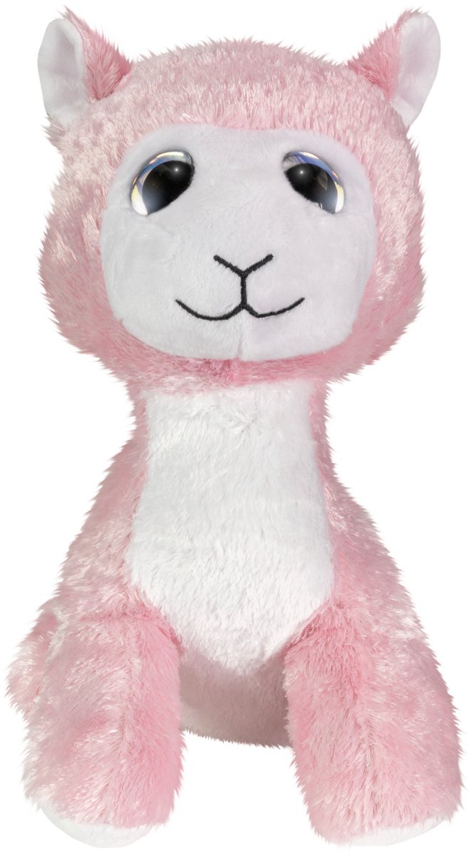 Lumo stars knuffel lama olivia 24cm pluche speelgoed roze wit.