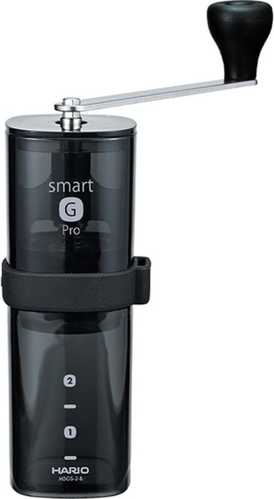 Hario - smart g pro coffee mill transparent black (new 2024 model) handmatige koffiemolen hand grinder
