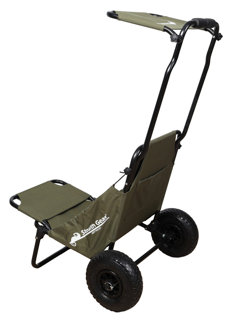Stealth gear transport trolley m2 bosgroen met zonnedak