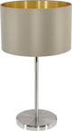 Eglo maserlo - tafellamp - 1 lichts - ø23 cm - stof - taupe, goud