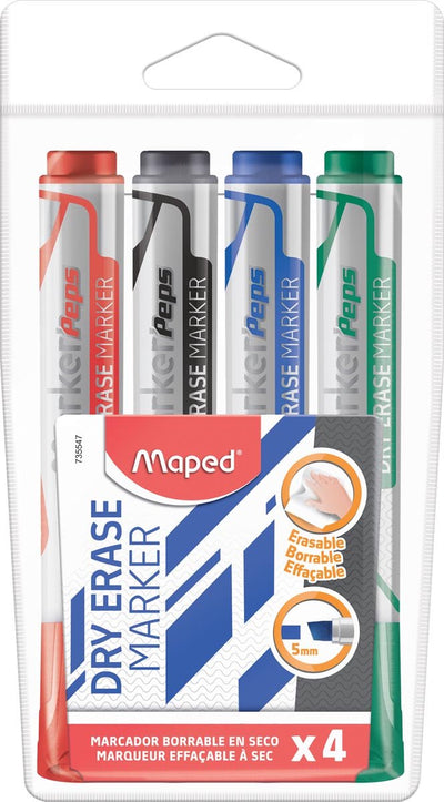 Maped office maped whiteboardmarker jumbo | beitelvormige punt | etui van 4 stuks in geassorteerde kleuren